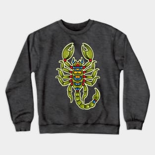 Neotraditional scorpio in green Crewneck Sweatshirt